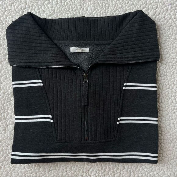 Maurices Willowsoft Collared Striped Gray White 1/4 Zip Sweater Sweatshirt SZ 3X - Picture 14 of 15